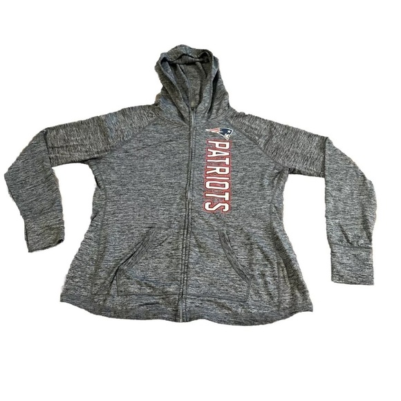New England Patriots NFL Fleece Hoodie Jacket Women Sz XL Gray Zip Pocket Hood - Picture 1 of 3